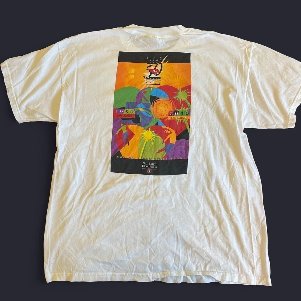Vintage 2000 San Diego Blood Bank 50th Anniversary Graphic‎ T-Shirt - XL